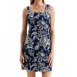 Tyler Boe Pamela Embroidered Shift Dress Blue and White Floral